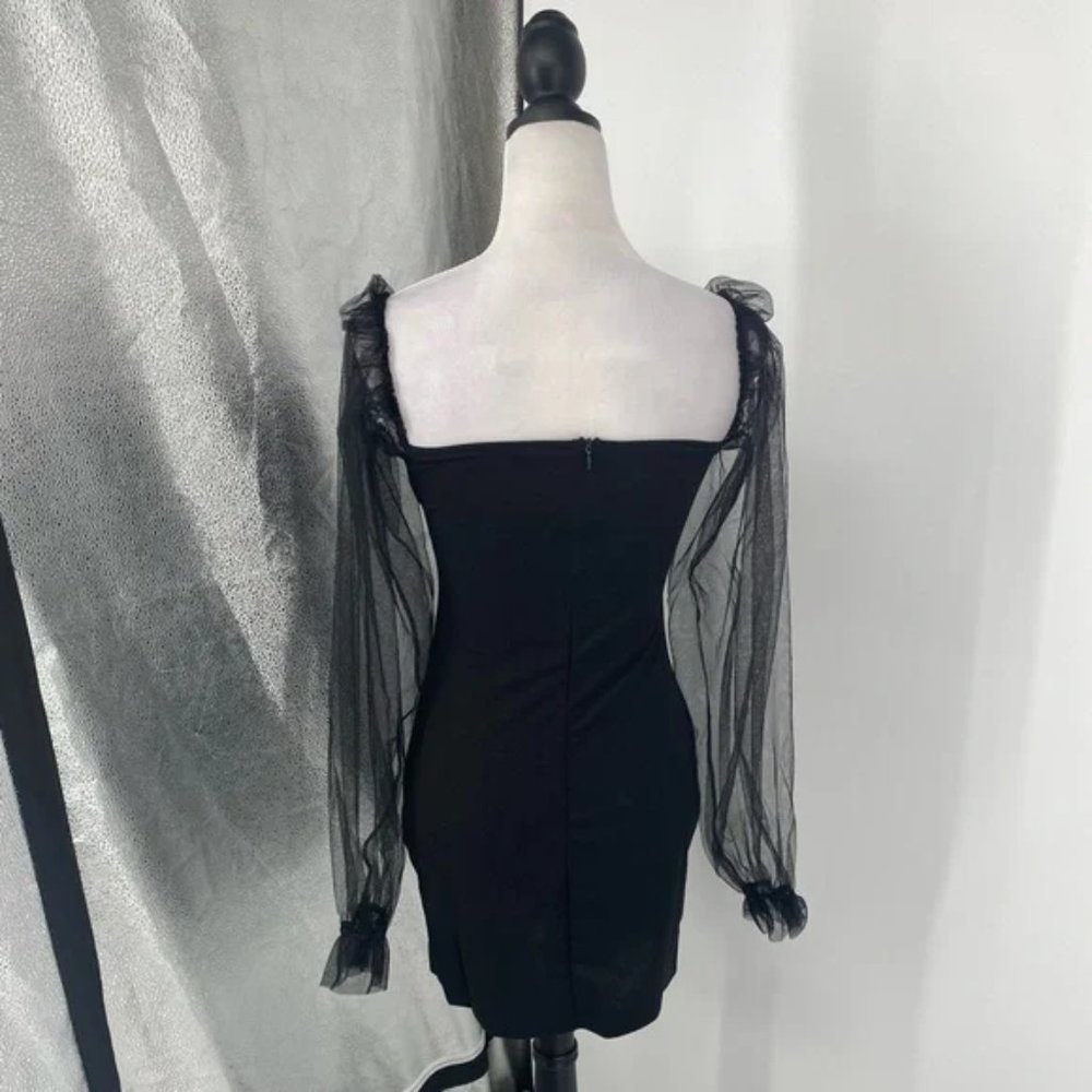 Black Long Sleeve Bustier Bodycon Mini Dress - Picture 12 of 13